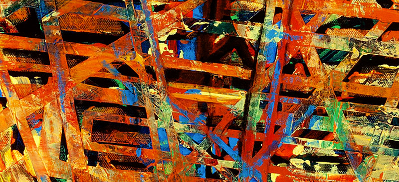 Close up of Marilyn's painting titled 'Scaffold'